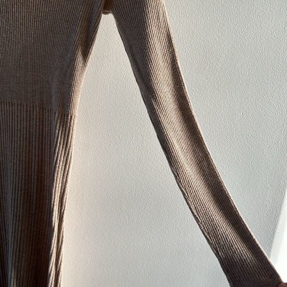 MNG ribbed knit turtleneck dress in tan color size Small - Picture 5 of 9